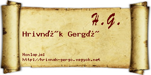 Hrivnák Gergő névjegykártya